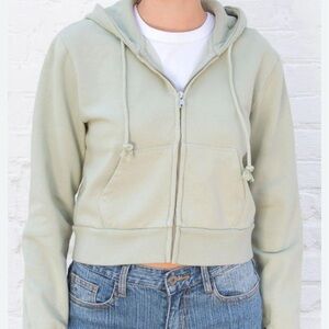 BRANDY MELVILLE SAGE GREEN CHRISTY HOODIE CROPPED